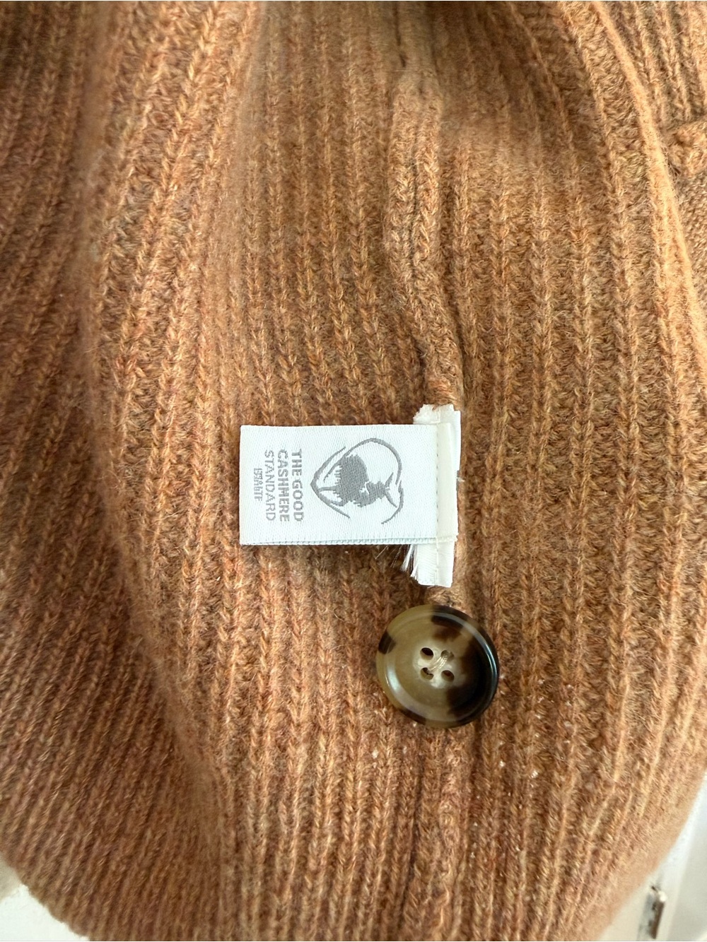 J.Crew Cashmere Ribbed V-neck Cardigan (Color: Heather Butterscotch) - Picture 4 of 4